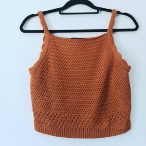 House of Harlow 1960 Rust Orange Crochet Crop Tank